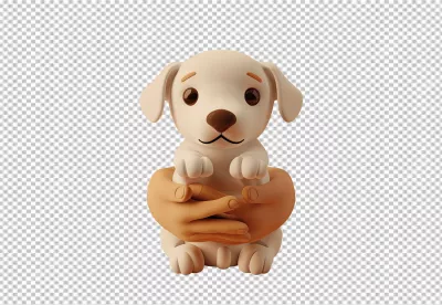 Adorable 3D Rendered Puppy Held by Loving Hands Symbolizing Care and Adoption image