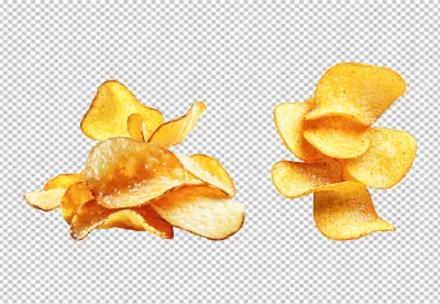 Delicious Crispy Potato Chips Stacked Golden Snack Food Photography Image image