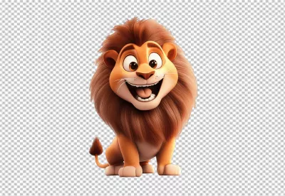 Happy Cartoon Lion Character with Joyful Smile for Kids Designs image