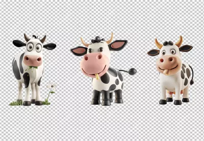 Adorable Cartoon Cows Collection with Friendly Expressions image