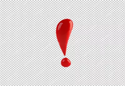 Red Exclamation Mark Symbol Isolated on Transparent Background