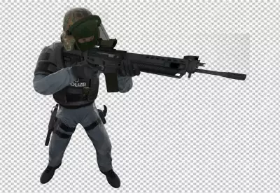 military uniform and sunglasses is aiming with his PNG