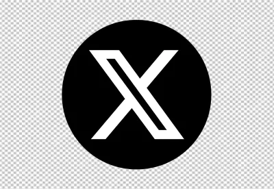 Modern White X Symbol with Dual Line Design in a Bold Black Circle image