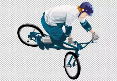 Professional cyclist riding fast transparent BG PNG