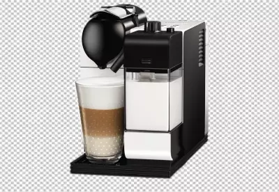 PNG A coffee maker with a silver top and black buttons
