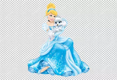 Beautiful cinderella with blue dress transparent background 