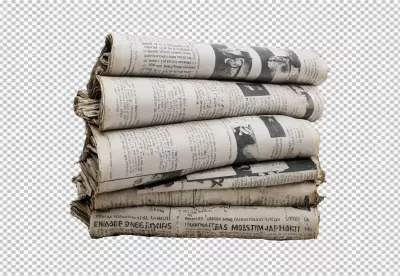 Stacked Rolled Vintage Newspapers Showing Historical Articles and Print Media Collection image