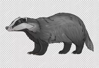Realistic European Badger Mammal Illustration with Distinctive Facial Stripes and Grey Fur image