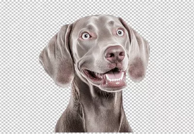 Happy Weimaraner Dog with Surprised Expression and Bright Blue Eyes image