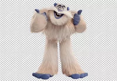 Yeti abominable snowman is shown in a standing position