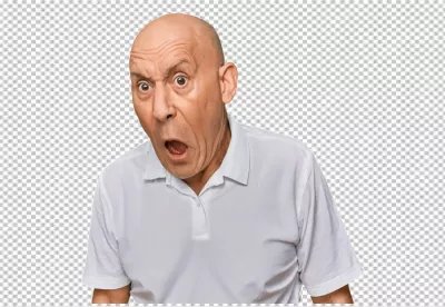 Bald Man's Visceral Expression of Shock and Wide-Eyed Surprise image