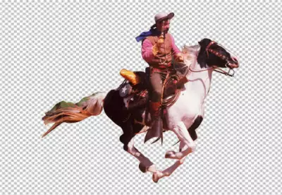 Silhouette of Cowboy Riding transparent BG