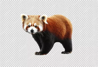 Adorable Fluffy Red Panda Looking Forward PNG Cutout image