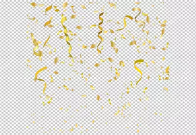  abstract background with falling confetti pieces isolated on transparent background