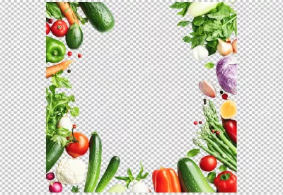 Colorful Fresh Organic Vegetables Frame Border PNG for Healthy Food Design image