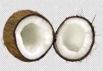 Top view of half brown and fresh coconuts PNG