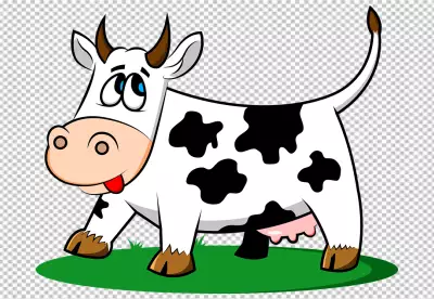 Hand drawing cute cow transparent background 