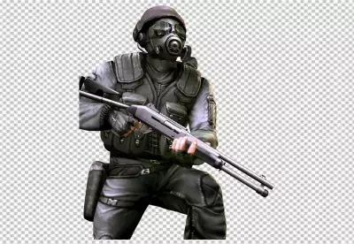 Side view soldier fighting with weapon PNG