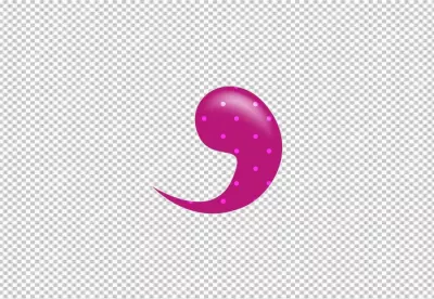 Vibrant Magenta Comma with Pink Polka Dots on White Background