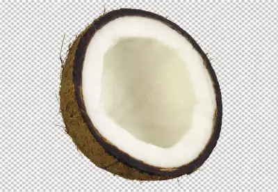 A top view coco nuts sliced milky fresh transparent background 