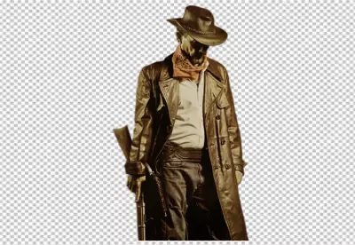 Cowboy with hat in photorealistic PNG
