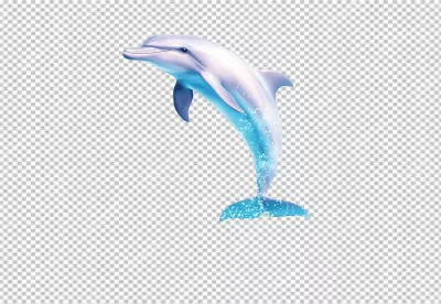 Dynamic Blue Dolphin Leaping with Sparkling Water PNG Cutout image