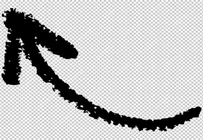 Hand drawn black curved arrow pointing up and left