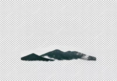 Minimalist Forested Mountain Peaks Emerging from Dense Fog Layers image