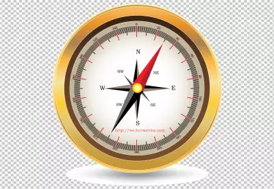 Compass with world map transparent BG