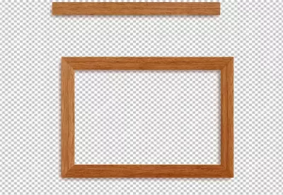 Empty Wooden Picture Frame and Rustic Timber Plank on White Background image