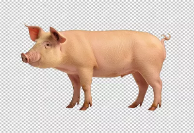 Domestic Pink Pig Standing PNG Cutout for Farm Animal Designs and Agricultural Projects image