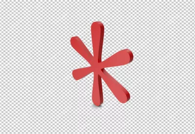 Abstract Red Asterisk Symbol with 3D Rendering and Soft Shadow