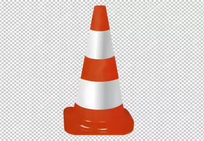Road construction cone standing and lying
