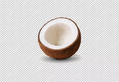 Fresh Half Coconut Isolated on White for Healthy Tropical Fruit and Food image