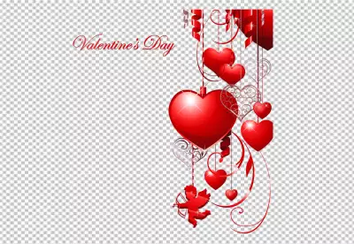 Valentine's Day decor with hearts and Cupid PNG images background