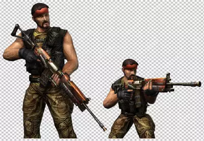 Medium shot soldier with weapon PNG