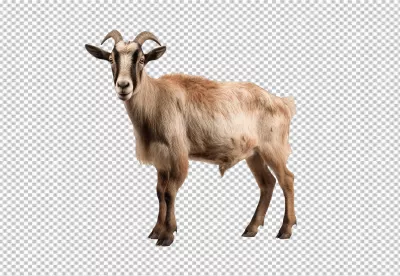 Majestic Brown Goat Standing Confidently, Farm Animal PNG Cutout for Designs image