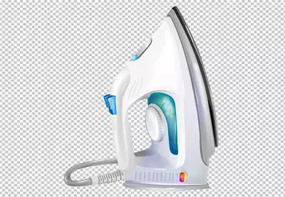 White and blue iron side view realistic transparent background PNG