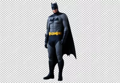 Iconic Batman Superhero in Classic Grey and Black Suit on White Background image
