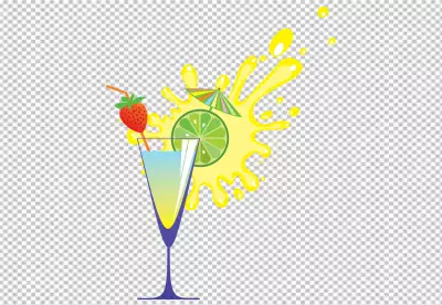 Cocktail with lemon slices PNG  BG