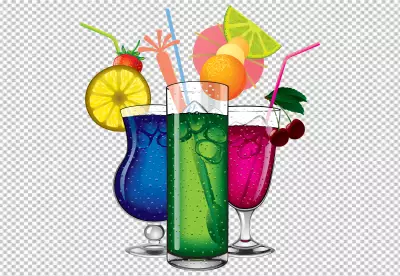 Two glasses of cocktails with straw and copy space