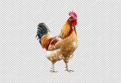 Proud Golden Brown Rooster with Vibrant Red Comb and Wattle Standing Tall 5232 image