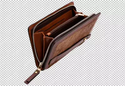 Elegant Brown Leather Wallet with Zippered Compartments for Modern Everyday Use image