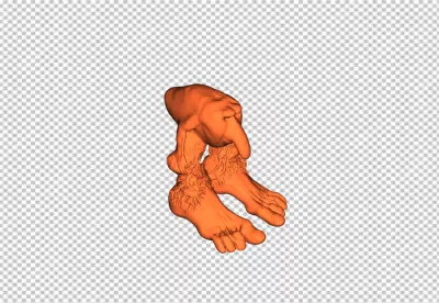 Vibrant Orange Abstract 3D Render of Organic Human Legs and Feet image