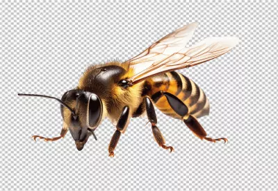 Detailed Macro Honey Bee PNG Cutout for Nature Designs image