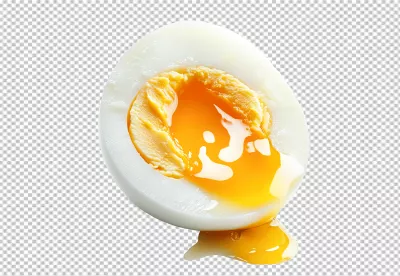 Perfectly Cooked Soft Boiled Egg with Golden Runny Yolk Food Photography image