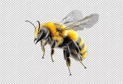 Detailed Flying Bumblebee PNG Cutout for Nature-Themed Projects image