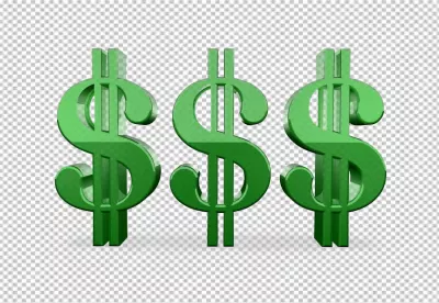 Three Shiny Green Dollar Signs in a Row with Shadow