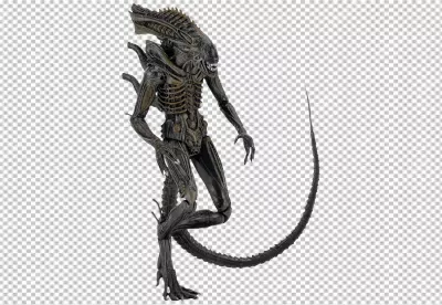 Detailed Brown Tinted Xenomorph Action Figure with Long Segmented Tail