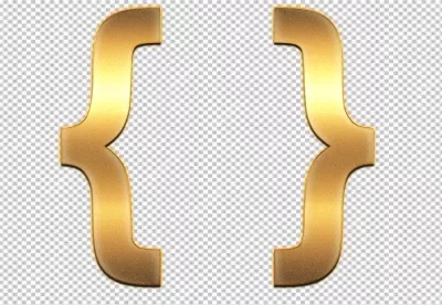 Golden 3D Curly Braces Symbols on Black Background